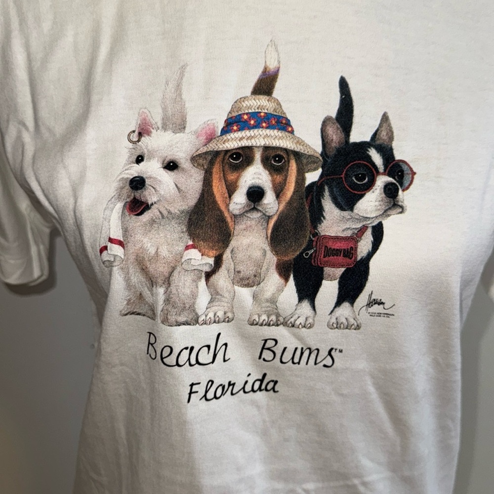 Joe Boxer Children’s Beach Bums Florida Puppies L/LX White Short Sleeve …